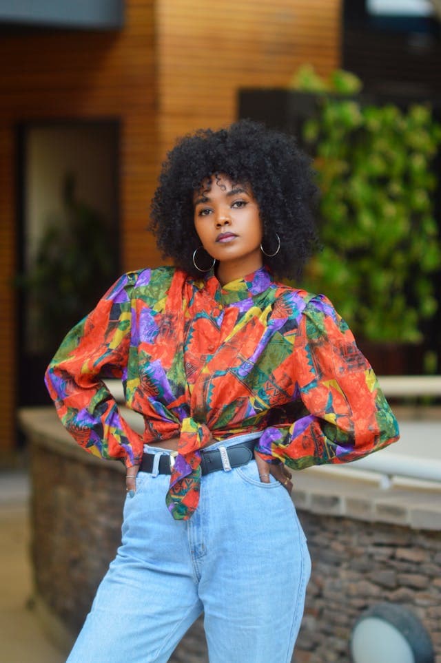 Vibrant outfit styled by AI